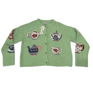 BDG Women's Becca Tea Time Brushed Knit Oversized Cardigan Mint Medium NWT